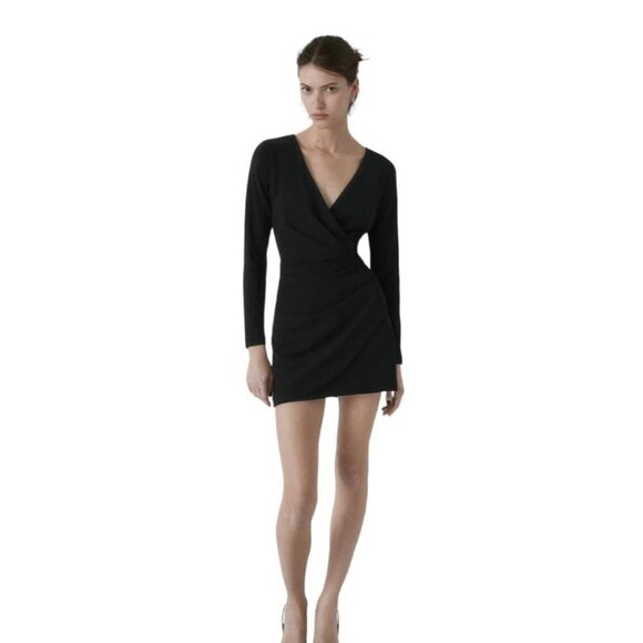 ZARA DRAPED DRESS BLACK SIZE S| 8538/332 - Picture 2 of 4
